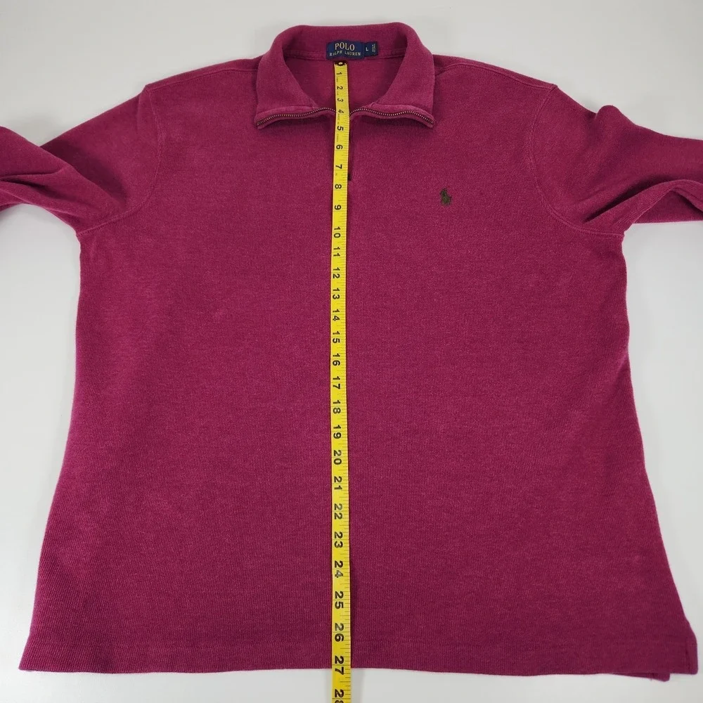 Polo Ralph‎ Lauren Sweater Mens L Magenta Quarter Zip Mock Neck Cotton Pullover